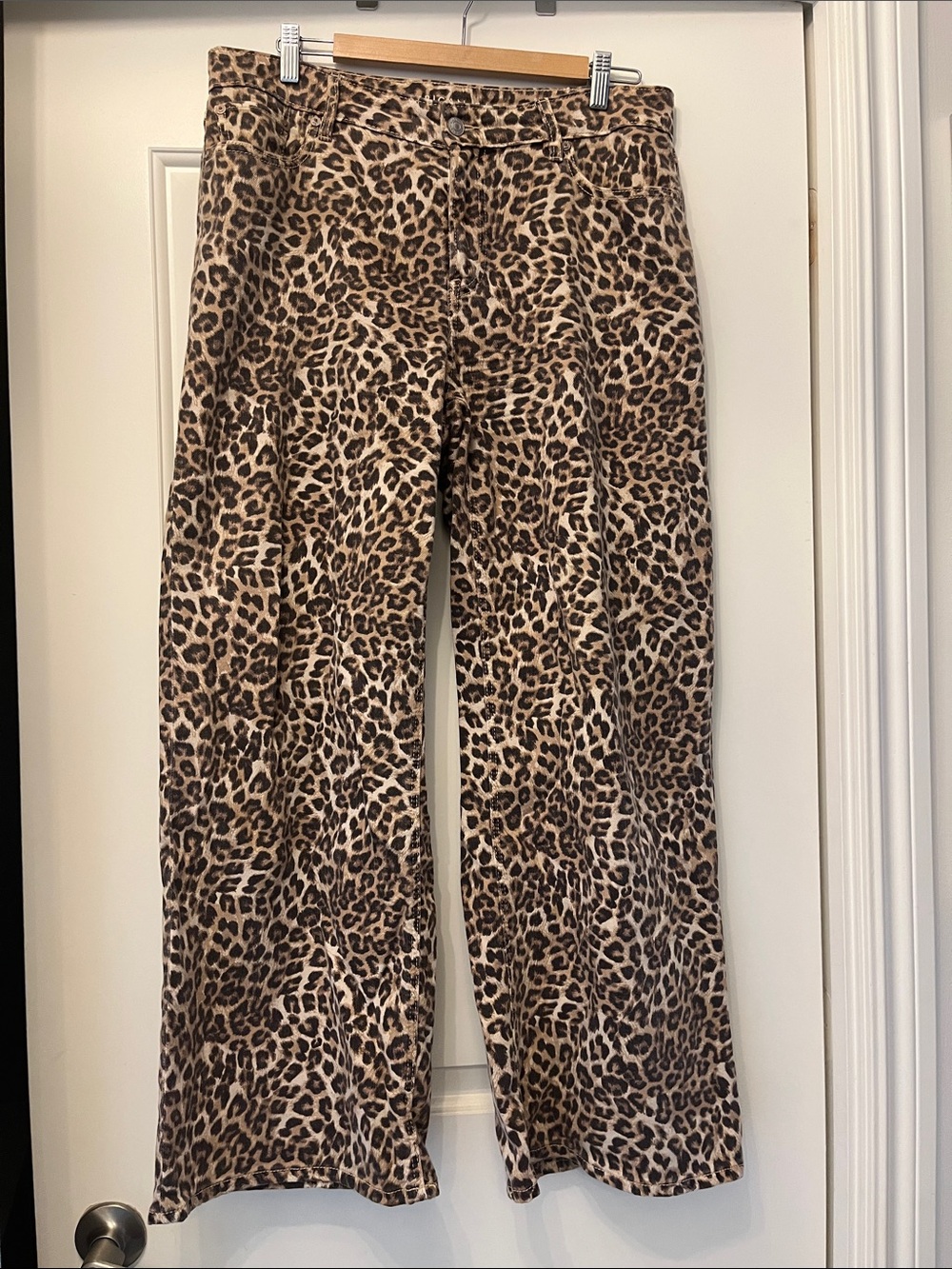 American Eagle Leopard Print Wide-Leg Pants - Brown